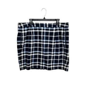 Tommy Hilfiger Blue Plaid Tartan 100% Cotton Flannel Mini Skirt Pockets Sz 18 XL